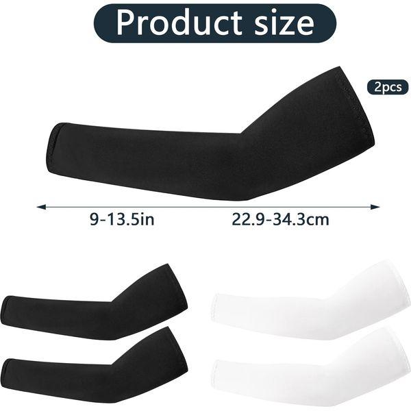 GLAITC Arm Sleeves for Men Women 2 Pairs UV Sun Protection Arm Sleeves Cooling Arm Sleeves Breathable Arm Sleeve to Cover Arms for Cycling, Driving, Outdoor Sports, Golf, Hiking (Black and white) 2