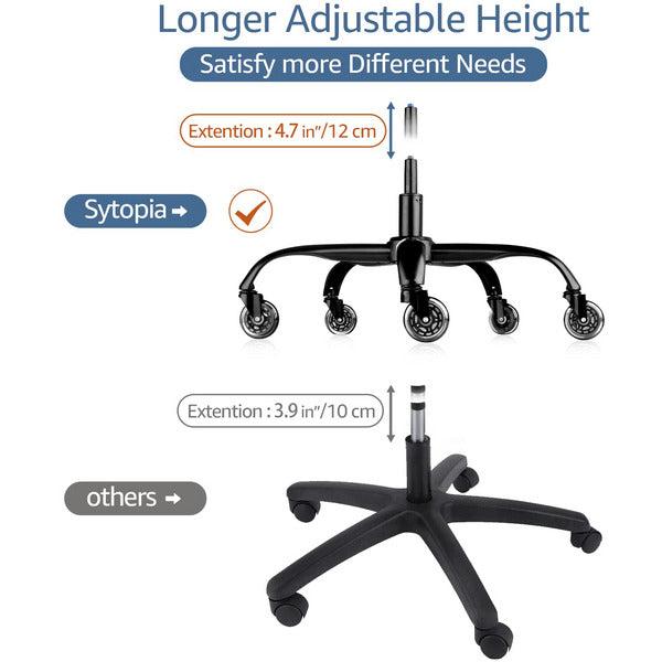 SYTOPIA Office Chair Base Replacement Bundles, Heavy Duty 352LBs, Reinforced to Repair Swivel Gaming Chair Bottom Part with 5 Universal Premium Casters and 1 Gas Lift Cylinder(Matte Black) 2