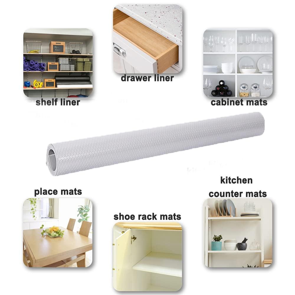 Fridge Liner, Shelf Liner No Slip Drawer Liner for Bathroom, Non Adhesive Kitchen Cabinet Mats Roll for Closet, Shelves, Cupboard, Countertop, Refrigerator Liner - Grey 17.7"×78.7"（45x200cm） 4