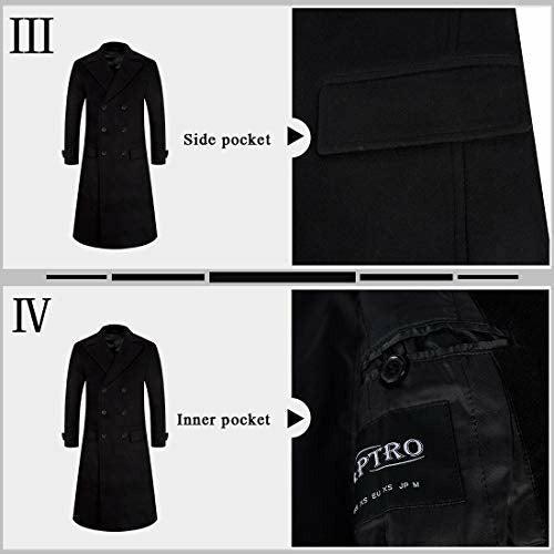 APTRO Mens Wool Coats Long Coats Thick Winter Jacket Elegant Outwear 80% Wool Trench Coat 1818 Black XXL 2