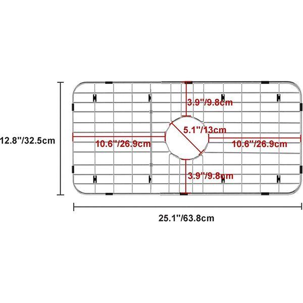 SANNO Kitchen Sink Grate Sink Protector for Kitchen Sink 25" X 12.8", Stainless Steel Grid Sink Protector Kitchen Sink Rack Bottom of Kitchen Sink,Center Drain Sink Bottom Grid 2