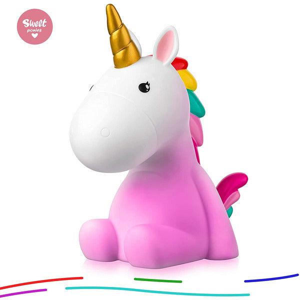 Sweet Ponies Unicorn LED Night Light - Color Changing Bedroom Lamp in Gift Package - Rechargeable 3