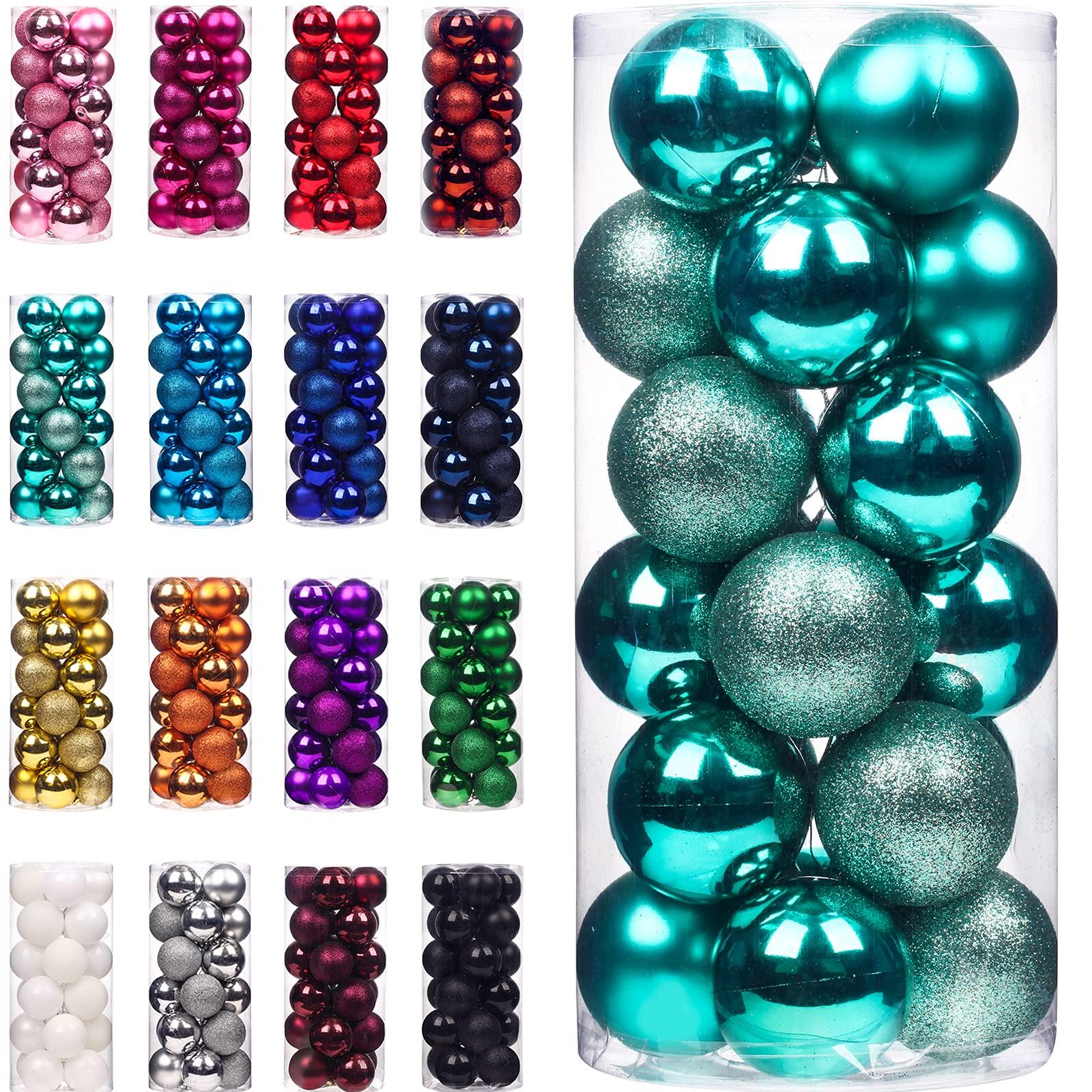 Emopeak 24Pcs Christmas Balls Ornaments for Xmas Christmas Tree - Shatterproof Christmas Tree Decorations Large Hanging Ball for Holiday Wedding Party Decoration (Teal, 2.5"-6.2CM)