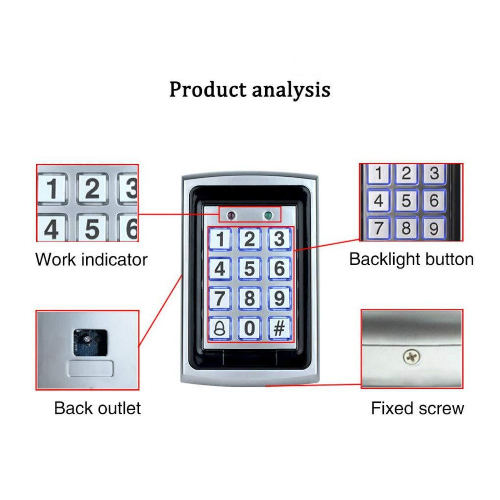 YAVIS RFID Metal Waterproof Access Control Keypad for Door Controller Outdoor and Indoor Support 1000 User+ Waterproof Cover+10pcs Keyfobs 2