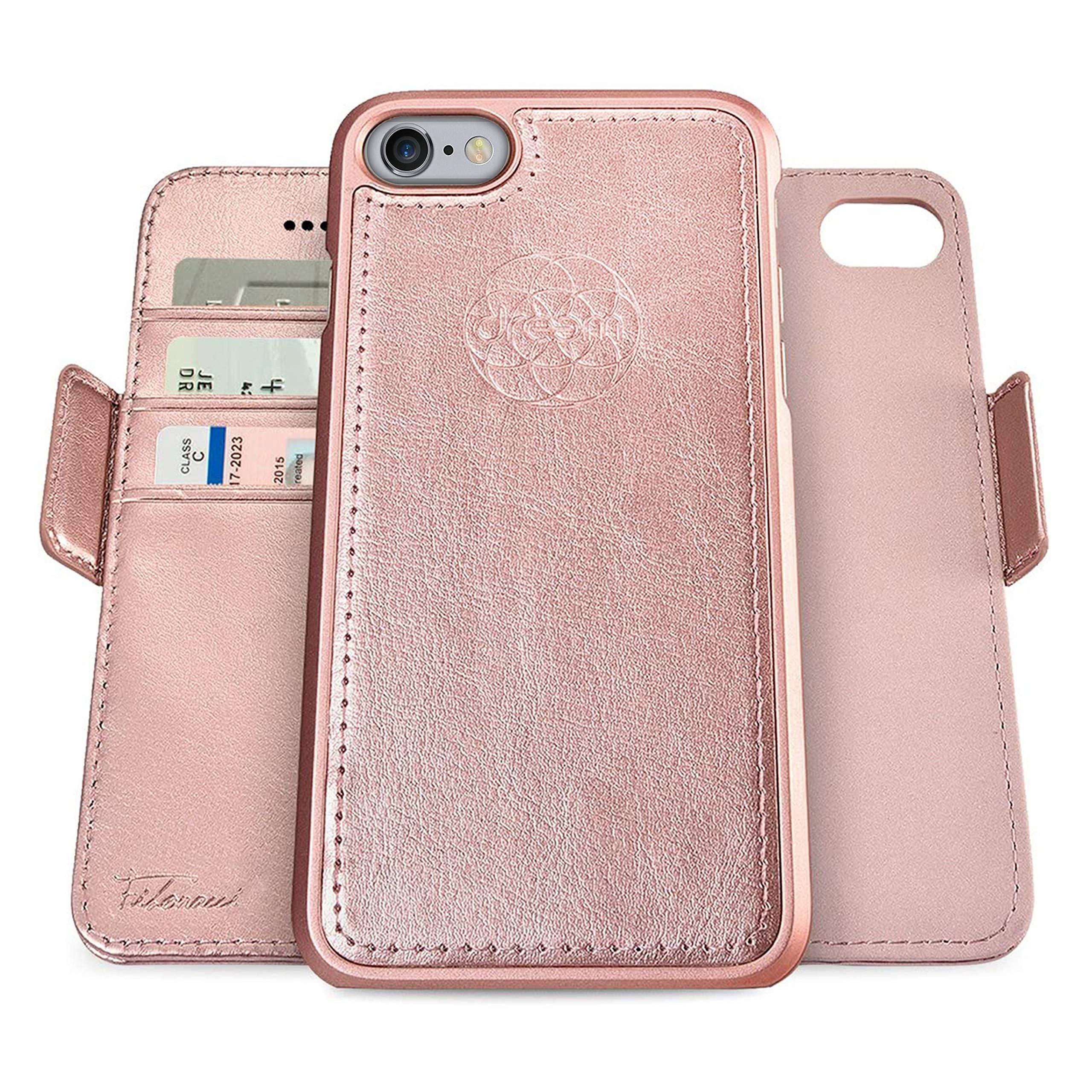 dreem Fibonacci 2-in-1 Wallet Case for Apple iPhone 6 & 6s - Luxury Vegan Leather, Magnetic Detachable Shockproof Phone Case, RFID Card Protection, 2-Way Flip Stand - Rose 0