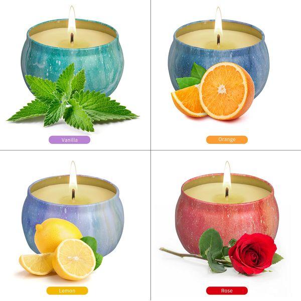 Scented Candles Gift Set for Women: 4.4 Oz Pack of 8 Soy Wax Aromatherapy Candle with Strongly Fragrance Essential Oils for Stress Relief or Christmas Birthday Mother's Day（4 pcs *2） 3