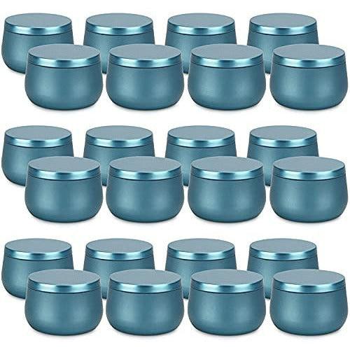 Candle Jars for Making Candles, 8 oz Metal Candle Cans Bulk with Lids, 24 Pack Large Blue Tin Cans Container for Making Candle,Arts & Crafts,DIY Candle Party Supplies Storage for Candle Candies(Blue) 0
