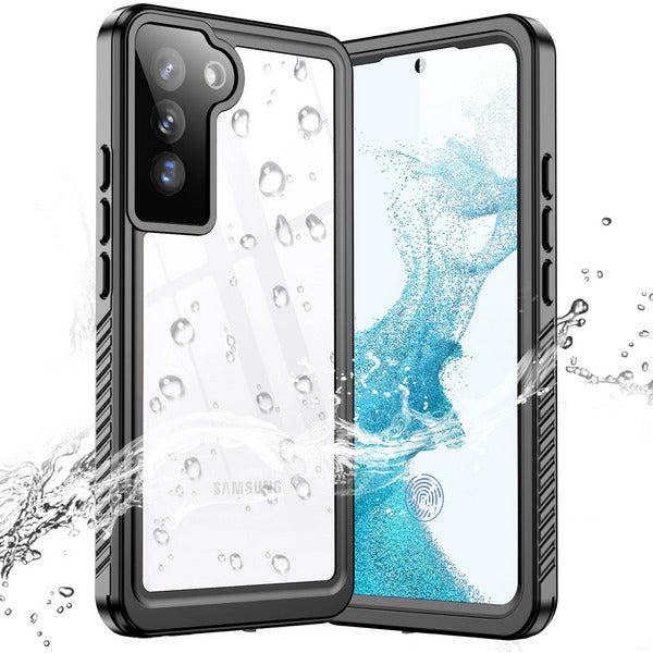 Temdan Designed for Samsung Galaxy S22 Case,IP68 Waterproof Case with Built-in Screen Protector,Full Body Heavy Duty Shockproof Dustproof Snowproof Clear Cover for Samsung S22 5G 6.1 Inch（Black Clear）