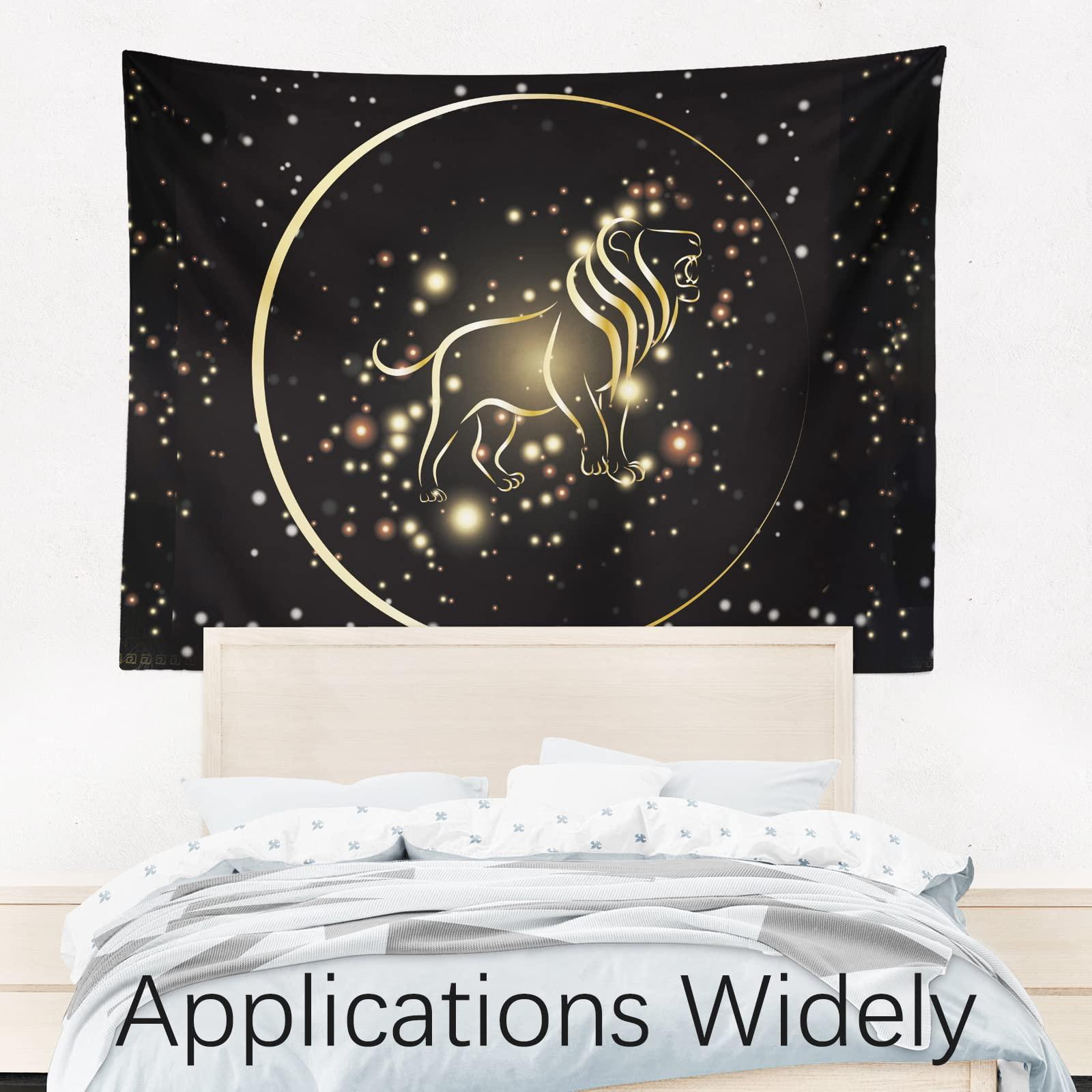 Berkin Arts Decor Tapestry for Wall Hanging Premium Polyester Fabric Backdrop Space Art Ornate Galactic Gold Taurus Zodiac Sign Symbol 51.2 x 59.1 Inch 3