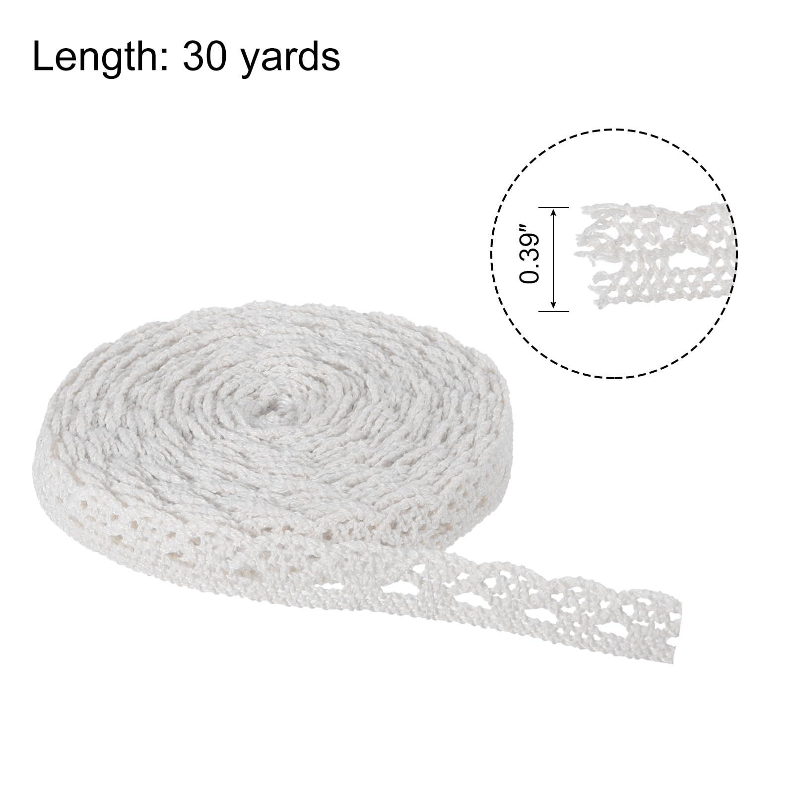 sourcing map Lace Ribbon 30 Yards 0.39 Inch Cotton Lace Trim for Craft,Gift Wrappers,Headbands,Wedding White Style 1 1