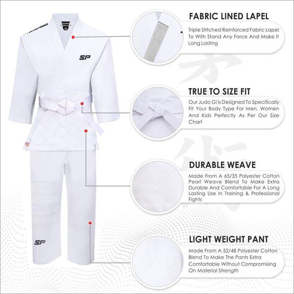 Starpro Durable Single Weave Judo Gi - Many Sizes - 350 Grams - Judo Suit for Training, Judo Uniform for Men Women & Kids - with White Belt 2