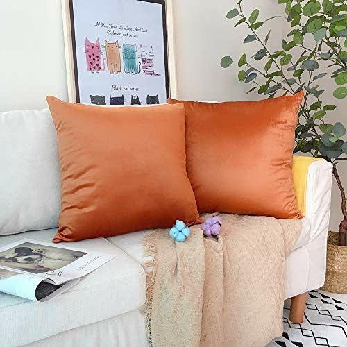 LAXEUYO Velvet Cushion Covers 40x40 cm, Colorful Multi-Color Optional Soft Decorative Square Throw Pillow Cover Pillowcase for Livingroom Sofa Bedroom - Khaki 1