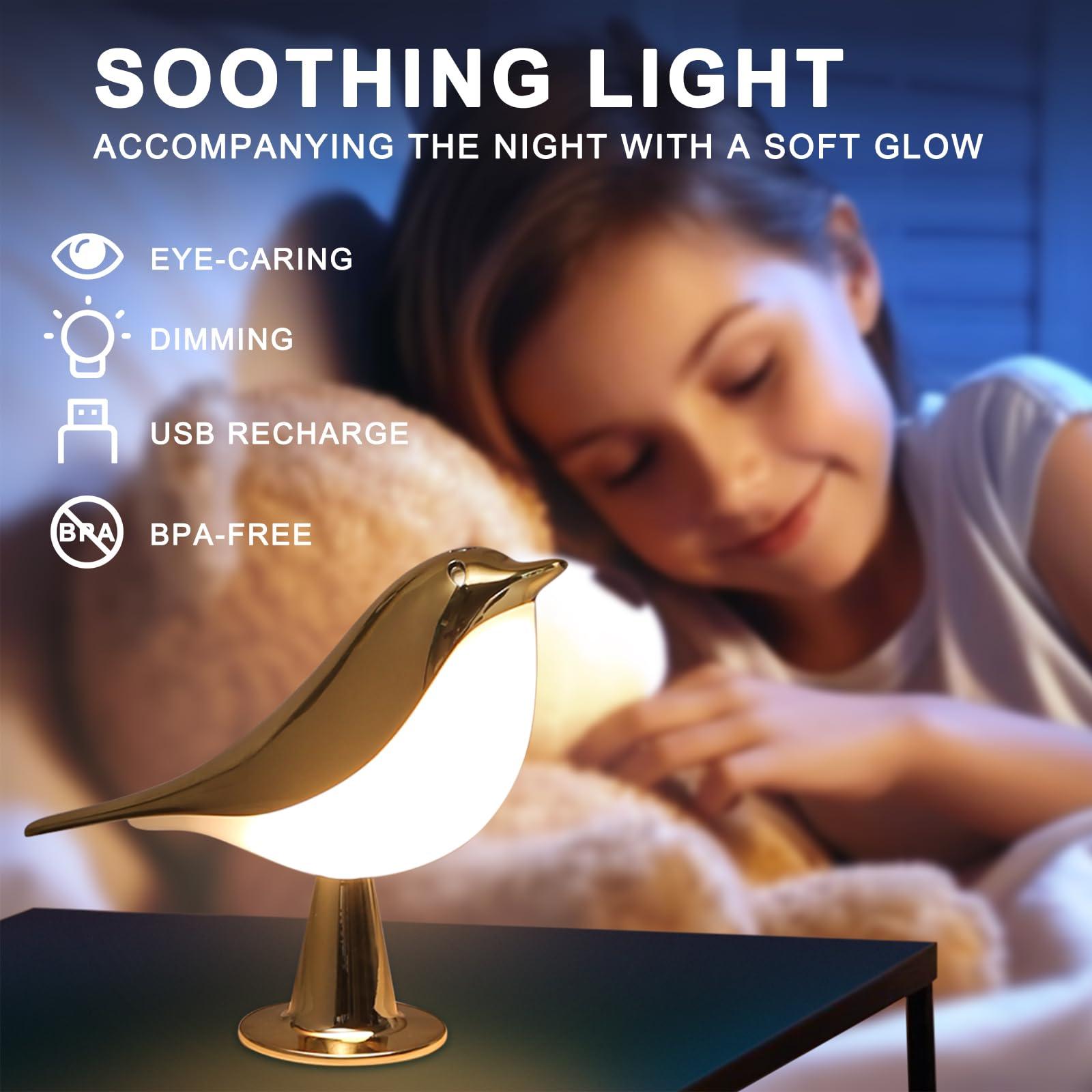 VViN Bedside Touch Control Table Lamp, Night Light, Bird Bedside Lamps, 3 Way Dimmable Kids Night Light, USB Rechargered Desk Lamp for Baby, Bedroom, Home, College Dorm Room, Office 2