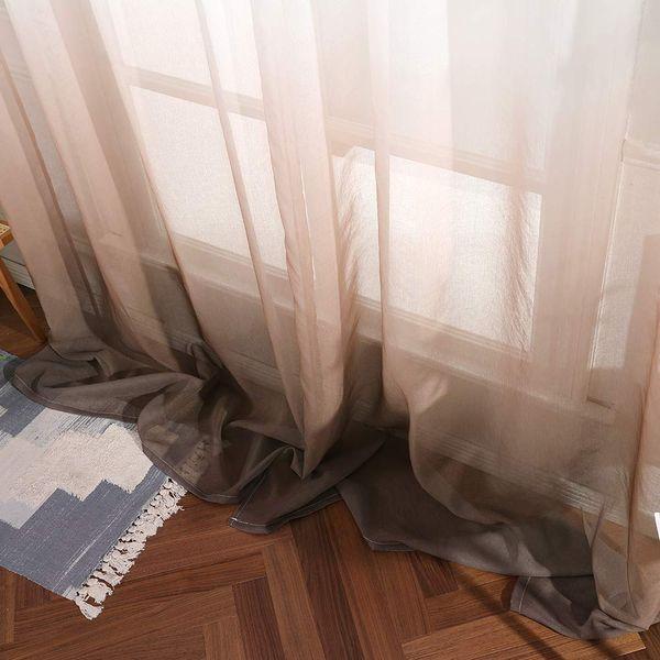MIULEE 2 Panels Solid Color Sheer Window Curtains Smooth Elegant Window Voile Panels Drapes Treatment for Bedroom Living Room 55 W x 88 L Inch Coffee 3