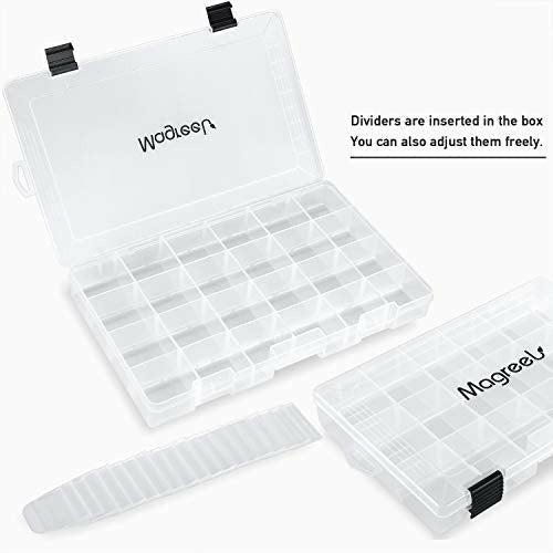 Fishing Tackle Box 4-Pack Transparent Plastic Box Storage Organizer Box with Adjustable Dividers for Jewelry Beads Earring Container Tool Fishing Hook Small Accessories 24 Grids 2