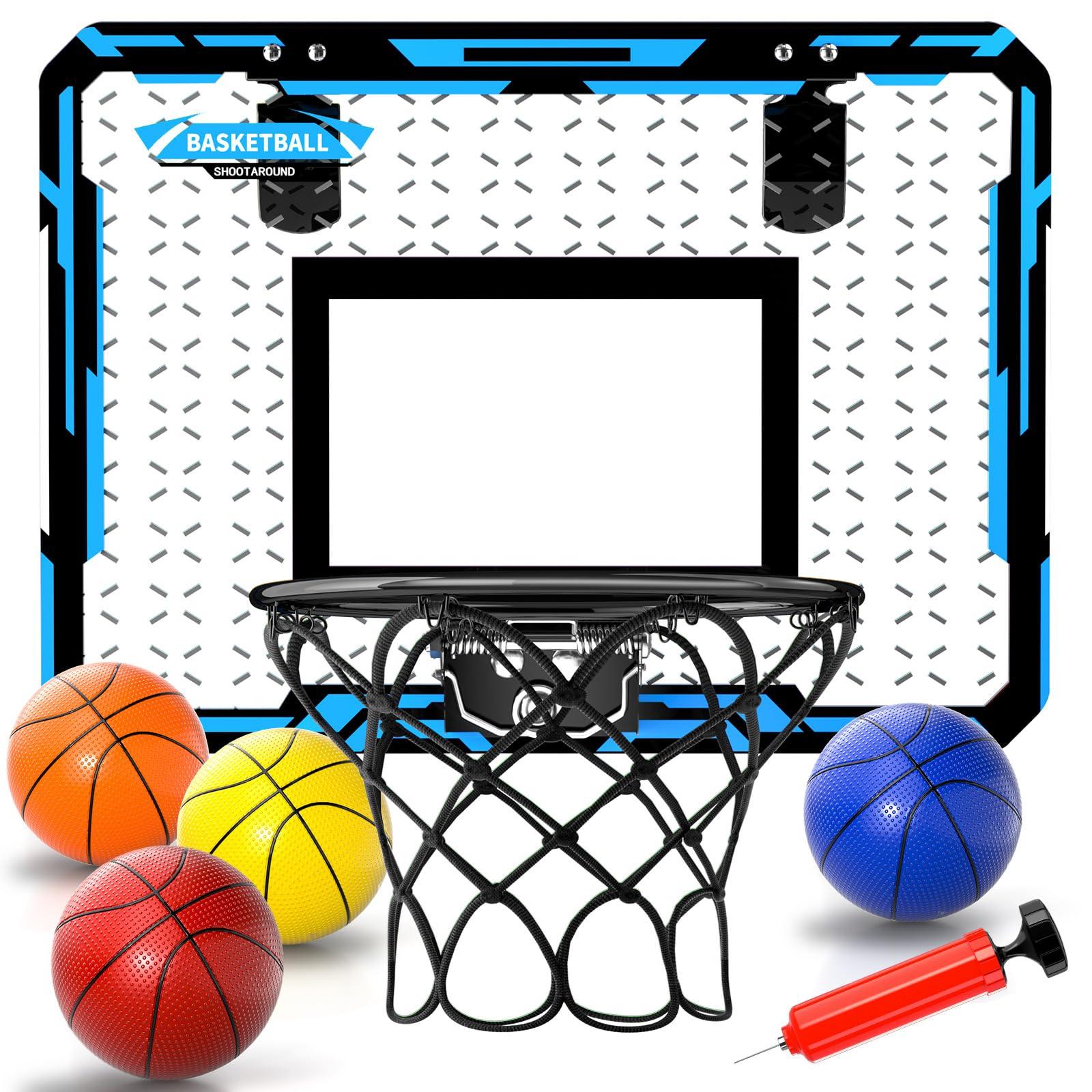 Doloowee Basketball Hoop Indoor, Kids Basketball Hoop with 4 Balls, Over The Door Basketball Hoop for Kids and Adults, Basketball Toy Gift for Boys Girls Age 3 4 5 6 7 8 9 10 11 12 Years 0