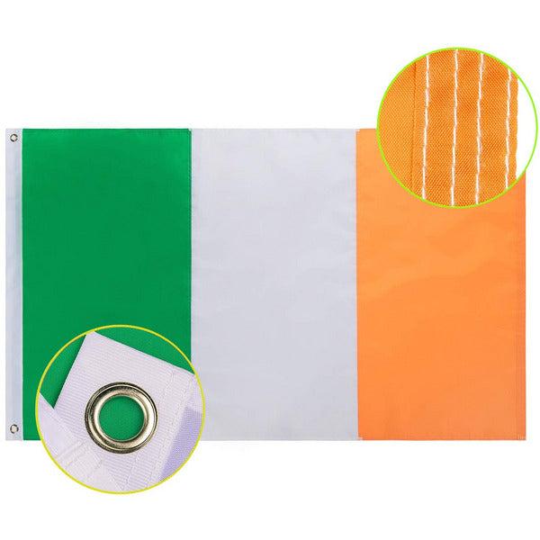 FLAGBURG Ireland Flag 2x3 FT, 2 Pack Irish Flags with Sewn Stripes (Not Print), Canvas Header & Brass Grommets, Vivid Color, Triple Stitching, 100% High-Grade Nylon for All-Weather Outdoor Display