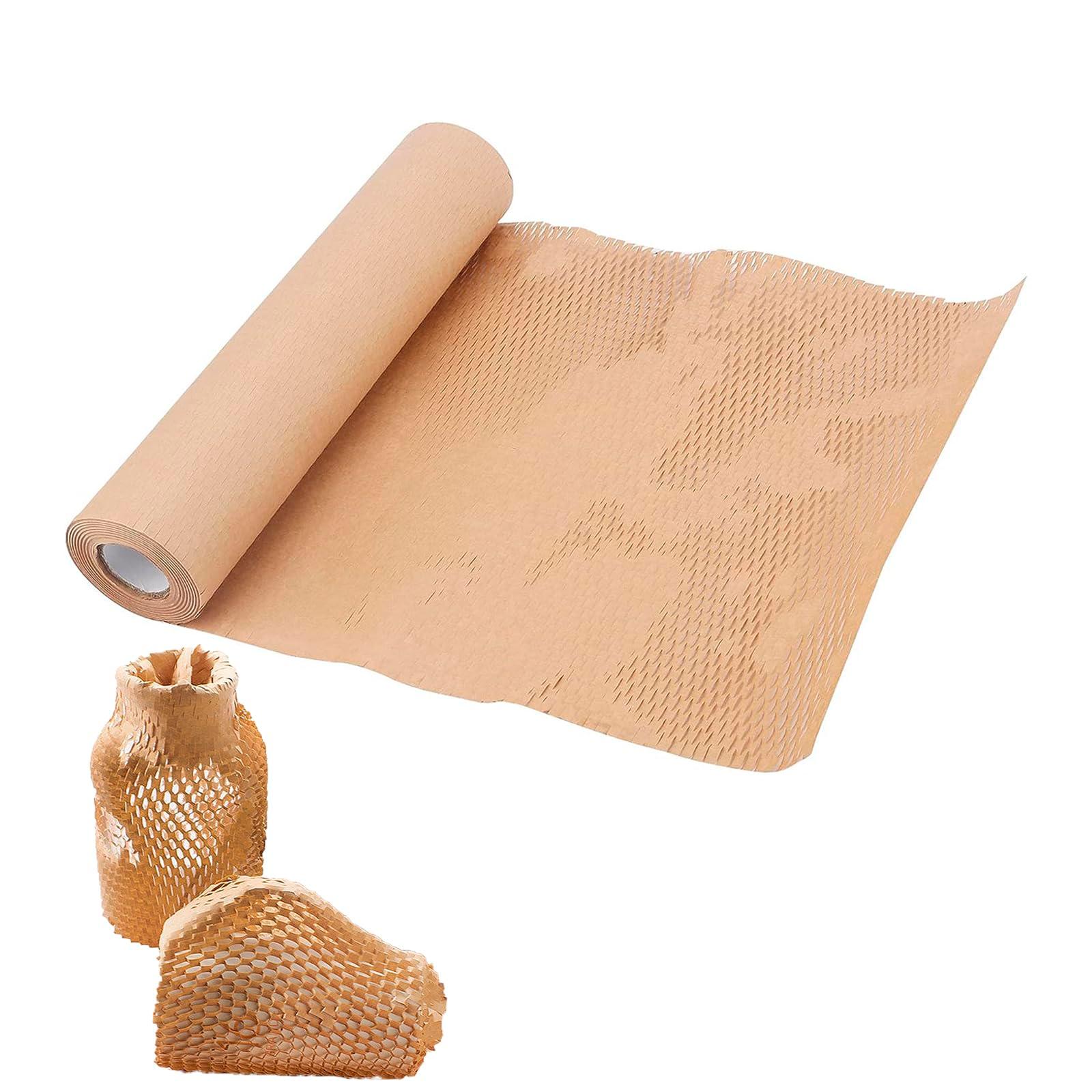 HAKZEON 38cm x 30m Honeycomb Packing Paper, 14.9 Inch x 98.4 Feet Honeycomb Cushioning Wrap Paper, Eco-Friendly Perforated Wrapping Paper Roll for Moving House Packing Breakables