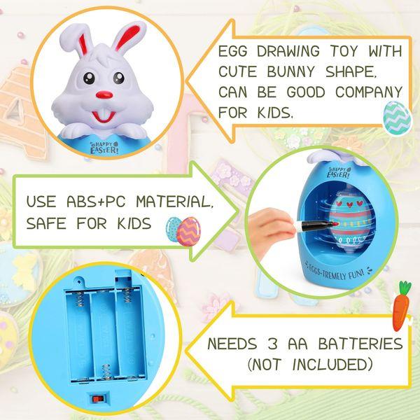 Easter Eggs Decorating Kit for Kids, DIY Painting Easter Egg Hunt Spinner Crafts, Motorized Music LED Lights Bunny Egg Toy Set, with 3 PCS Colorful Markers Plastic Eggs, Gifts for Boys Girls 3-12+ 2