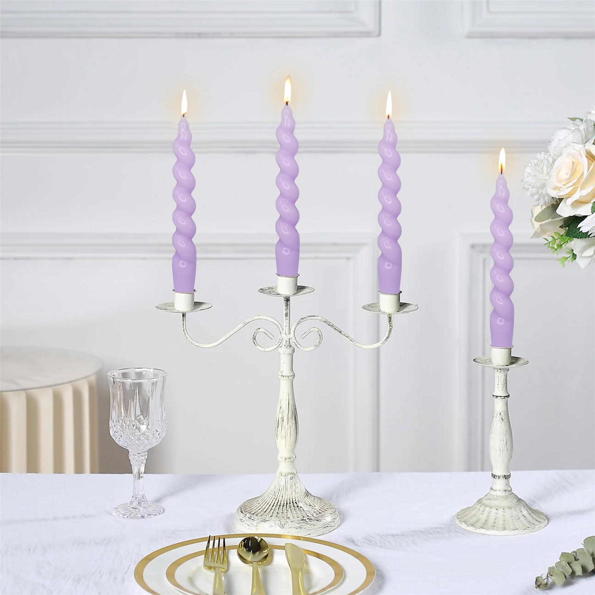 Short Tapered Candle Purple Candlesticks Gedengni Spiral Taper 7Inch Dinner Candles Conical Stick Candles for Holiday Wedding Party 3