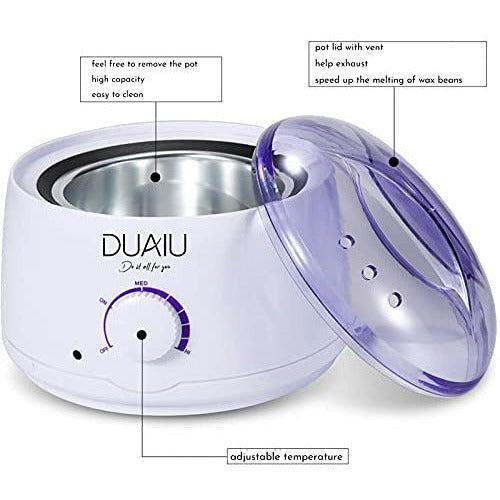 Waxing Kit DUAIU Wax Pot Professional Wax Warmer for Women Home Waxing Hair Removal kit with 4 Bags Hard Wax Beans & 4 Applicator Silicone Sticks for Body Underarm Bikini Gentle Hair Removal Rapidly 2