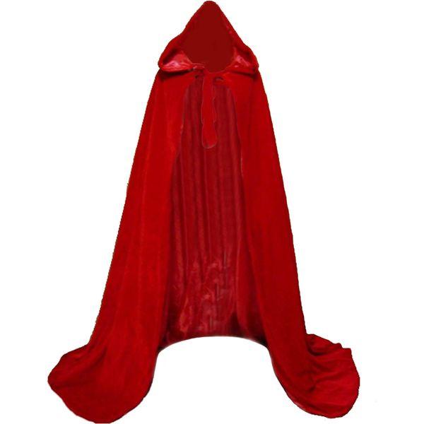 LuckyMjmy Velvet Medieval Wedding Cape Cloak Lined with Satin lining (Medium, Red) 0