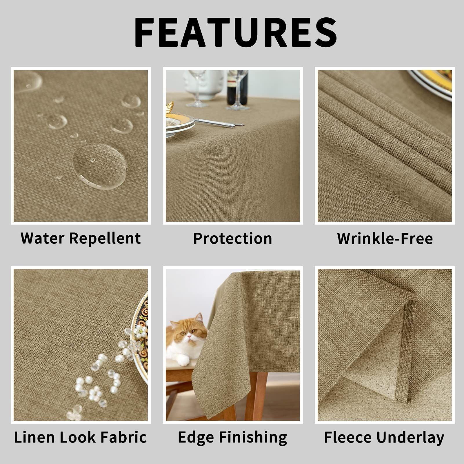 Naturoom Taupe Linen Table Cloth Rectangular Large Table Cloth Rectangle Burlap Fabric Hessian Table Cloth Faux Linen Tablecloths Solid Color Water Repellent Kitchen Dinning 54x108in(137x274cm) 9ft 1