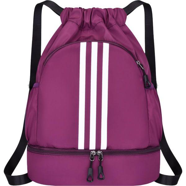 FAVORTALK Yoga Bag Gym Bag Swimming and Sport Sack Glow Lightweight Black String Gifts Drawstring Bag, Purple 18006 0