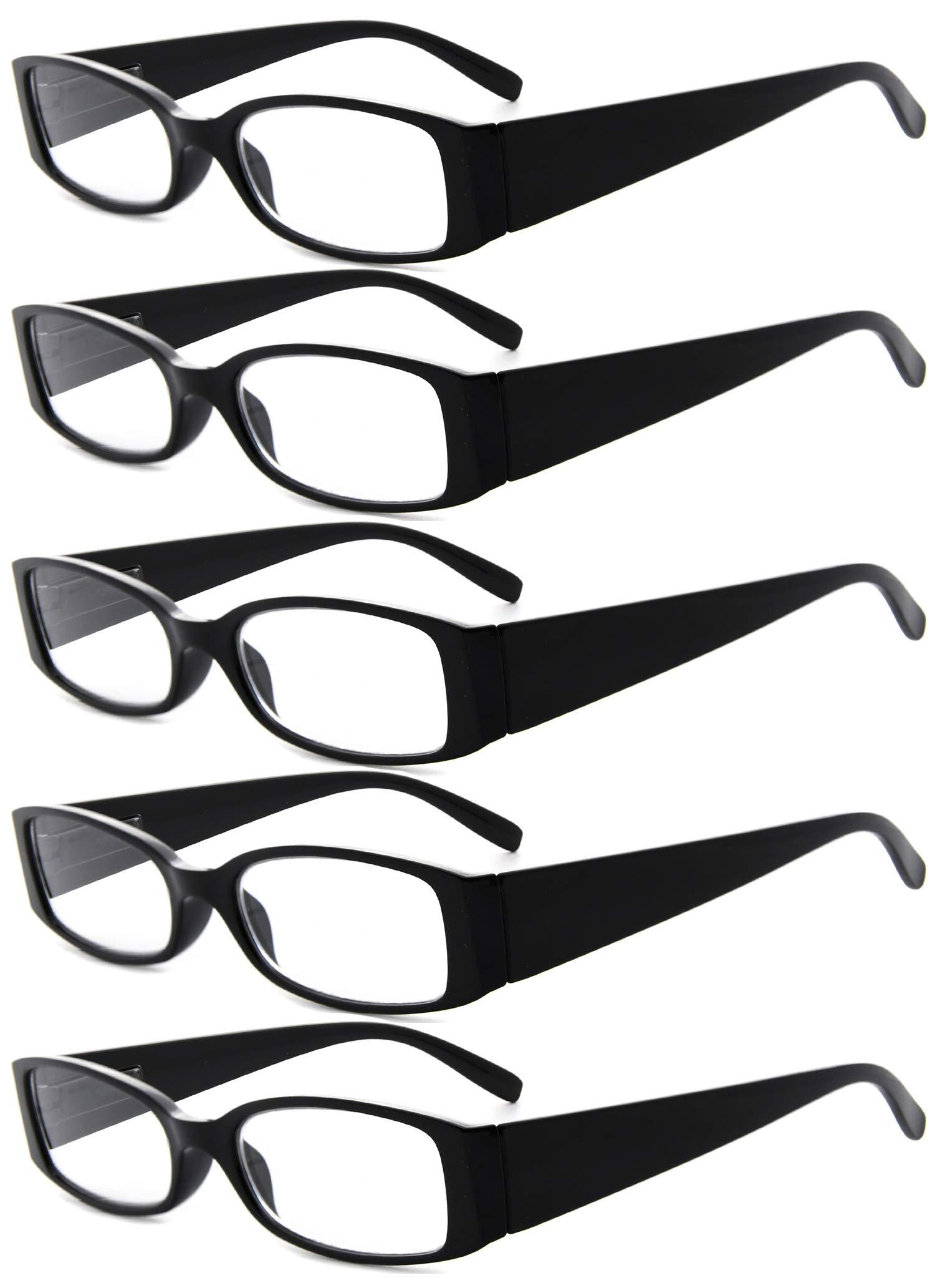 Eyekepper 5 Pairs Reading Glasses for Women Reading +3.00 Black Frame Reading Eyeglasses 0