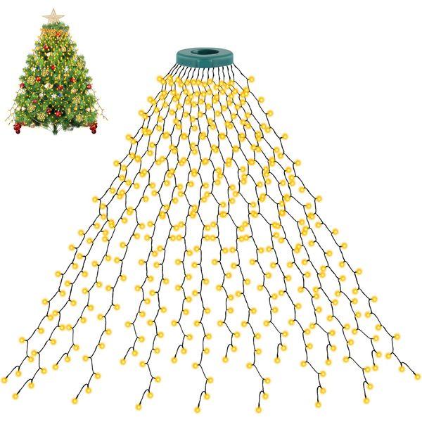 cshare Christmas Tree Lights, 3M/9.8Ft * 16 Lines 592LEDs Fairy Lights Mains Powered with 8 Light Modes,Memory & Timing Function,Waterproof for (8-10ft) Christmas Tree Indoor and Outdoor- Warmwhite