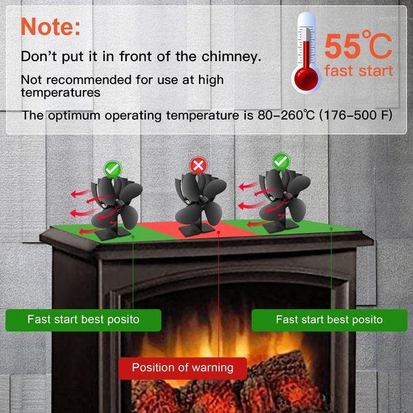 Stove Fan, 4 Blades Log Burner Fan, Wood Burning Stove Log Burner Fireplace, Silent Operation Eco Friendly Circulation Ideal Heat Powered Fan and Woodburner Fireplace Fan 1