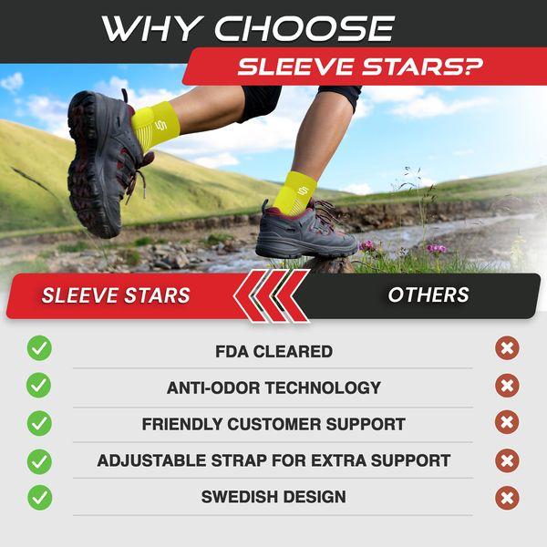 Sleeve Stars Ankle Brace for Sprained Ankle, Plantar Fasciitis Relief Achilles Tendonitis Brace, Ankle Support for Women & Men w/Strap, Heel Protector Wrap for Pain & Compression (Pair/Neon Green) 3