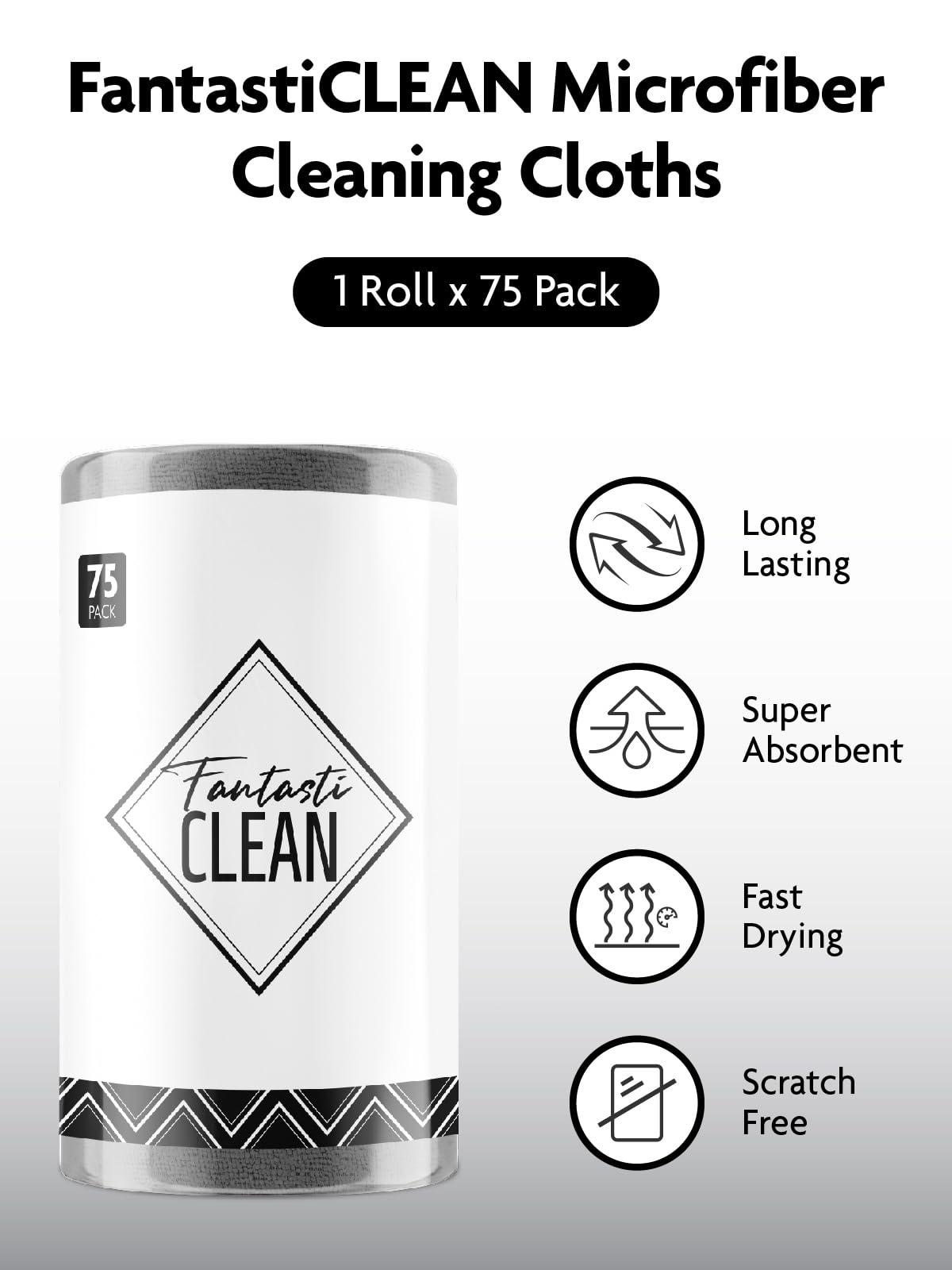 Fantasticlean 75 Pack Microfiber on a Roll Tear Away Cleaning Towels, Reusable and Washable Cloths, for Car, House, Garage or Kitchen, 30x30cm (Dimgray) 3