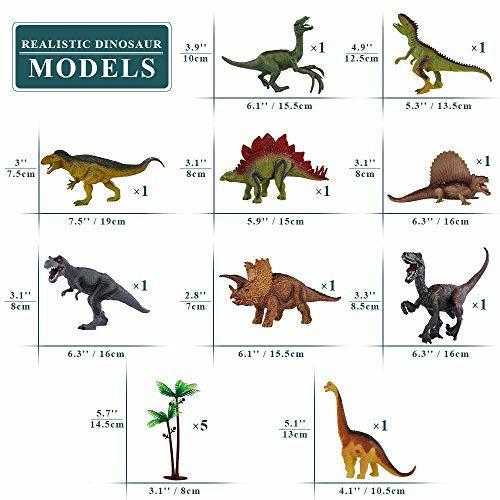 TEMI 9 Pack Dinosaur Toys with Play Mat & Trees for Boys, Educational Realistic Jurassic Playset to Create a Dino World Including T-Rex, Triceratops for Kids, Boys & Girls 3 4 5 6+ Years 1