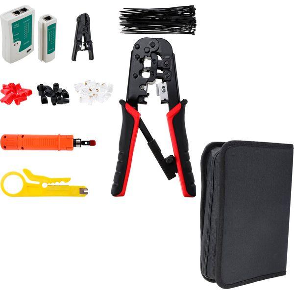 NiceDD Network Repair Tool Kit, Network Cable Tester Wiring Repair Tool Set,8P/6P RJ11, RJ12, RJ45, CAT5, CAT5E for Network Computer Maintenance Repair 0