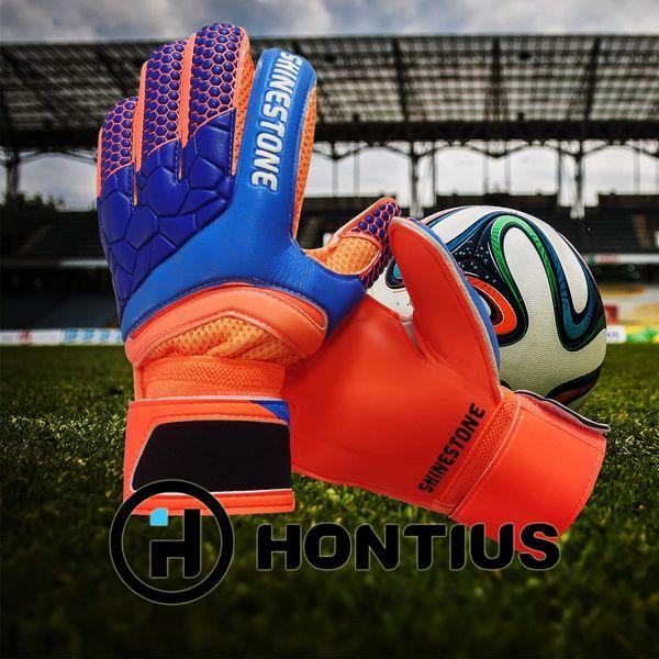 HONTIUS Goalkeeper Gloves Kids Men, Boys Youth Adult Soccer Goalie Gloves with Fingersave Super Grip Latex for Football Training Match Orange 1