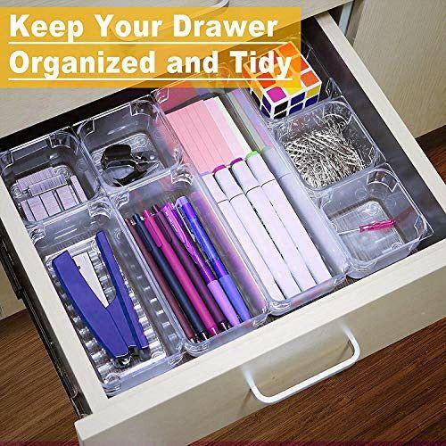 Yibaodan 21 Pack Desk Drawer Organizer Trays, Drawer Dividers Make Up Organizers and Storage Acrylic Clear Organization Bins Storage BoxMake-up Organiser for Kitchen Bedroom Office 4