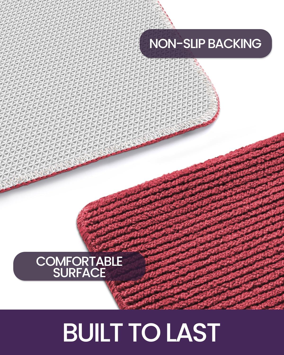 DEXI Door Mats Indoor 90 x 150 cm, Non-Slip Front Door Mats for Entrance, Super Absorbent Doormat Inside, Washable Soft Floor Mat Carpet- Red 3