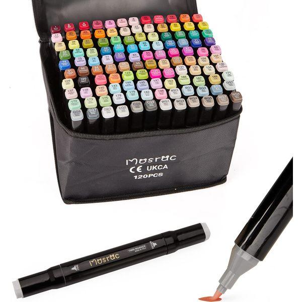 Alcohol Based Markers Set,Professional Cheap Dual Tip Brush&Broad for Artists & Adult & Kids,with Colorless Blender for Coloring,Drawing,Double-tip Permanent Ink 121 Colors with Case,Skin Tones