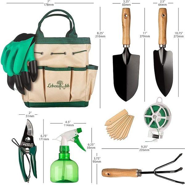 Lebensfrohh Garden Tool Set (9 Pieces – 4 Tools, Tote Bag, Spray Bottle, Labels, Gloves, Plant Tie) 6