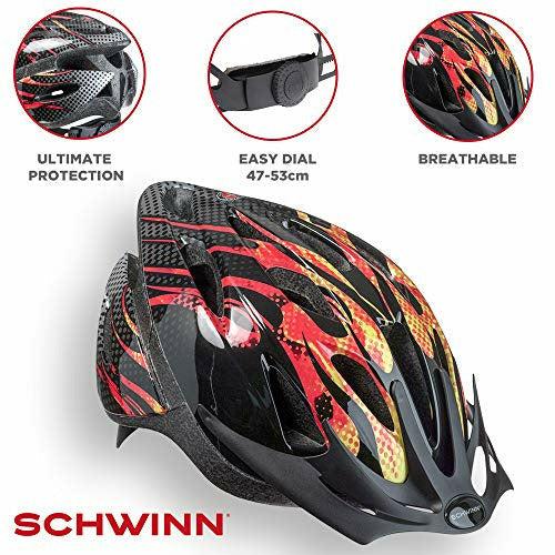 Schwinn Boys' Thrasher Lightweight Microshell Bicycle, Skate, Skateboard, Scooter Helmet With Dial Fit Adjust, 5-8 years Kids, Black with Orange and Yellow, 47 - 53cm 2