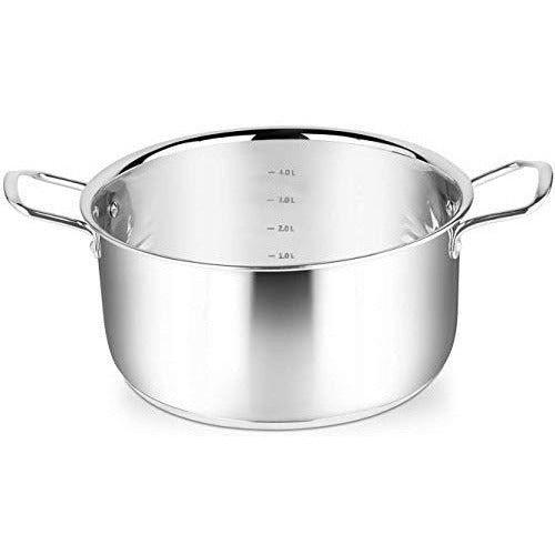 Penguin Home 3004 Professional Induction-Safe Stainless Steel Pot with Glass Lid-Suitable for All Hobs-Cook Family Size Casseroles with Ease-24 x 12 cm/5L, Mirror Finish, Small 1