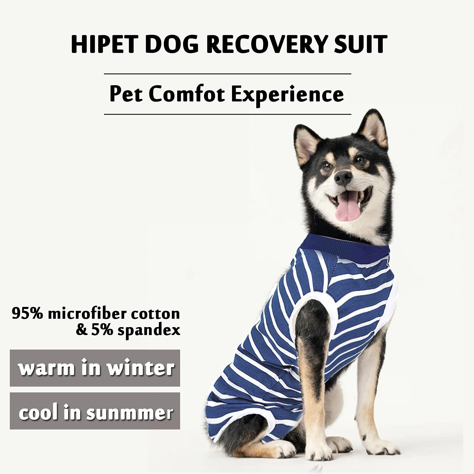 Hipet Dog Surgical Recovery Suit for Abdominal Wounds or Skin Diseases, Dog Onesie for Surgery E-Collar & Cone Alternative Anti-Biting Lick Wound (XXXL, Stripe Blue) 4