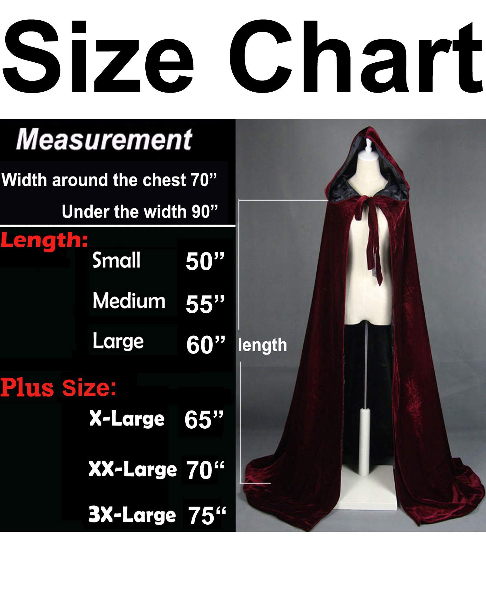 LuckyMjmy Velvet Medieval Wedding Cape Cloak Lined with Satin lining (Large, Dark green) 3