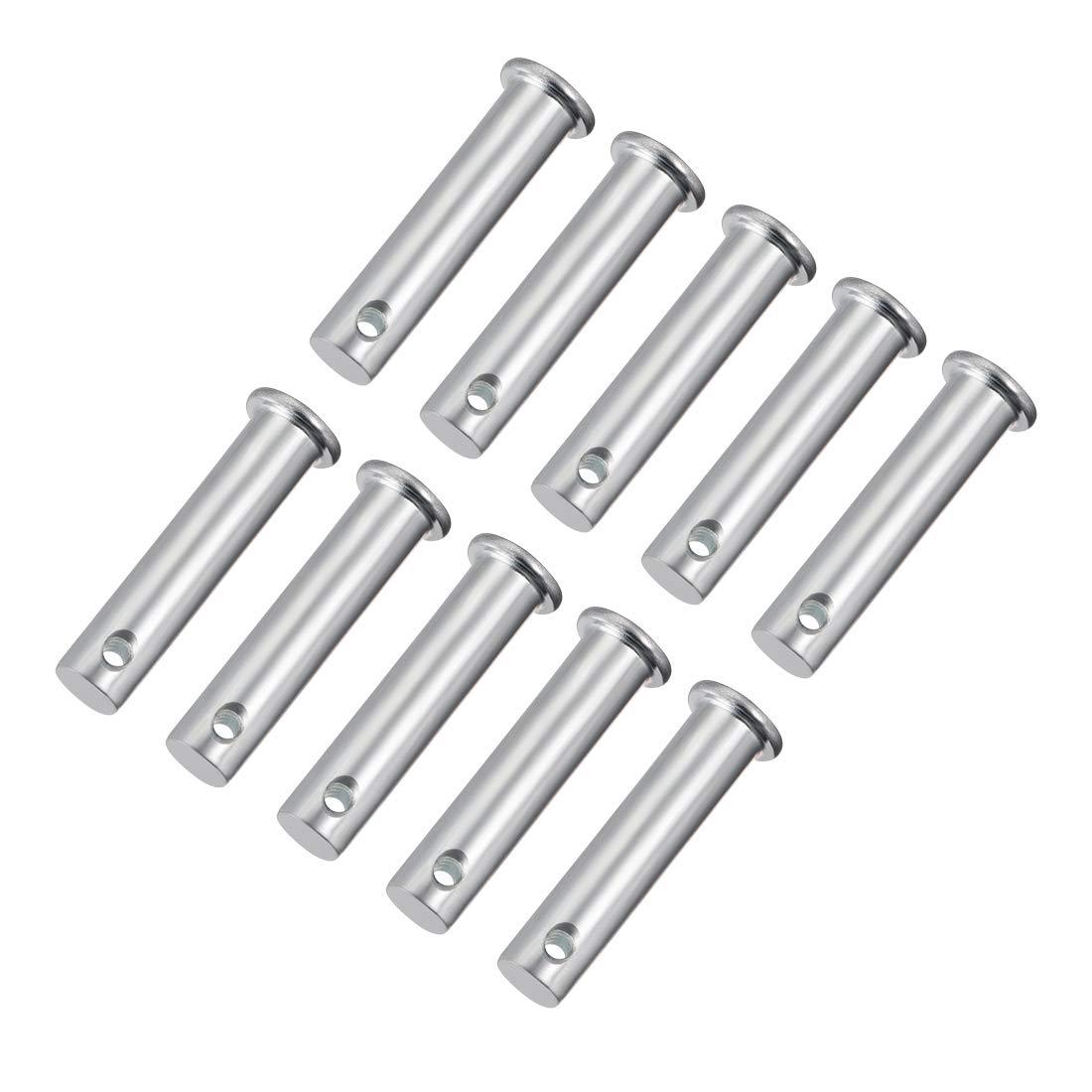 sourcing map Single Hole Clevis Pins,10mm x 45mm Flat Head Zinc-Plating Steel 10 Pcs