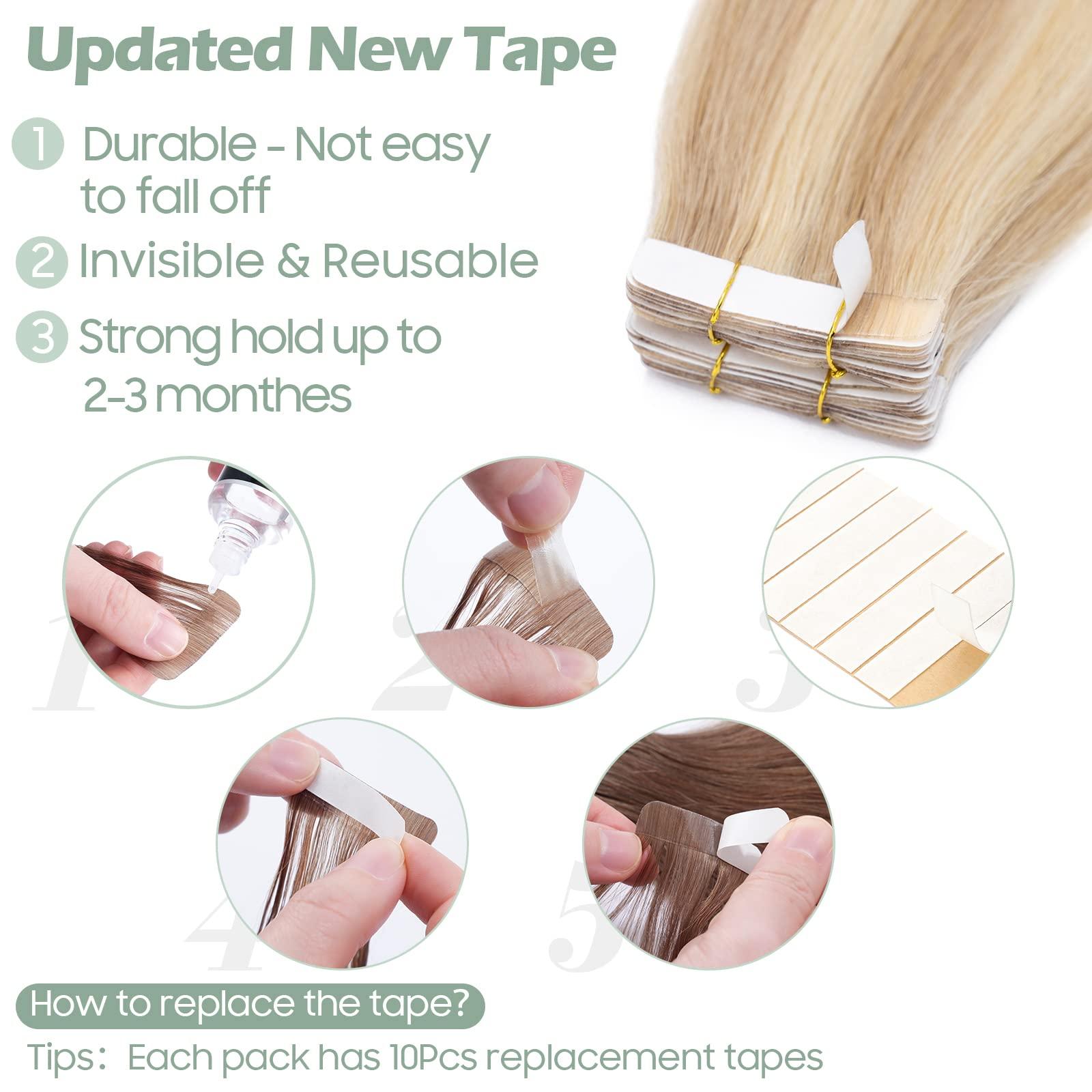 S-noilite Tape in Hair Extensions Human Hair,12 Inch 20 PCS Natural Remy Tape Extensions Straight Seamless Skin Weft Hair Extensions for Women(Platinum Blonde,1g*20pcs) 2