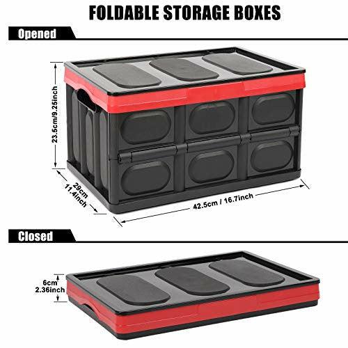 Tuevob 2 Pack Collapsible Storage Boxes Crates 30L Lidded Storage Bins Plastic Tote Storage Box Container Stackable Folding Utility Crate for Clothes, Toy, Books,Snack, Shoe Grocery Storage Bin-Black 4