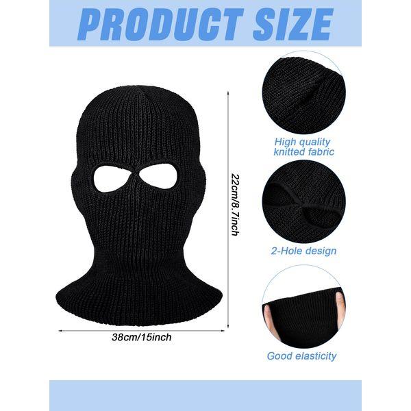 3 Pieces 2 Hole Full Face Cover Knit Ski Mask Balaclava for Men Women Winter Knitted Warm Face Mask for Outdoor Sports (White, Gray, Black) 2