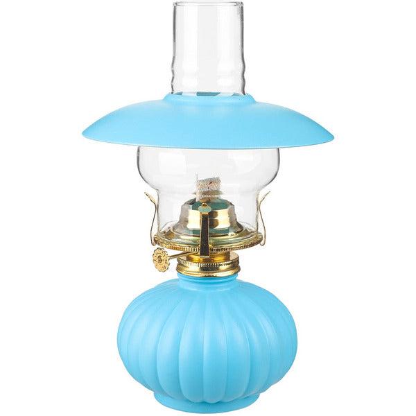 amanigo 28cm Glass Kerosene Lamp Chimney Clear Glass Oil Light With Decorative Cover Nostalgic Emergency Oil Lamp Traditional Glass Butter Lamp For Indoor Outdoor (Color : Blue) 0