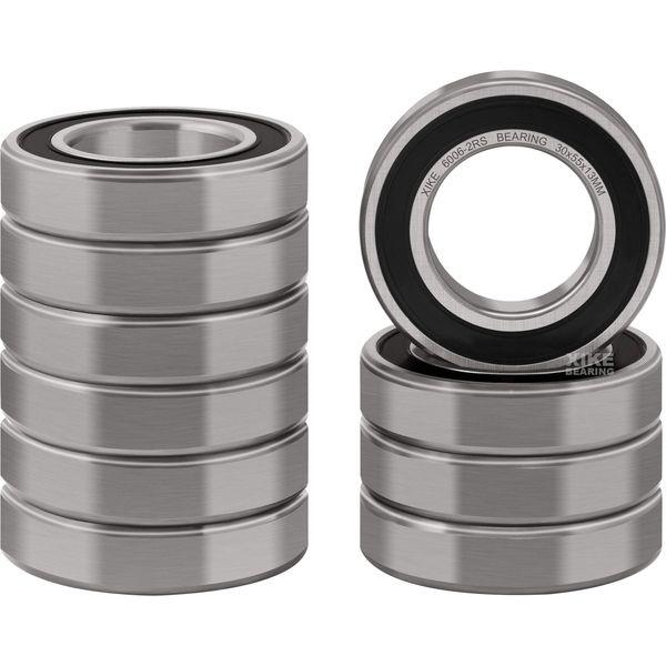 XIKE 10 pcs 6006-2RS Ball Bearings 30x55x13mm, Bearing Steel and Double Rubber Seals, Pre-Lubricated, 6006RS Deep Groove Ball Bearing with Shields 0